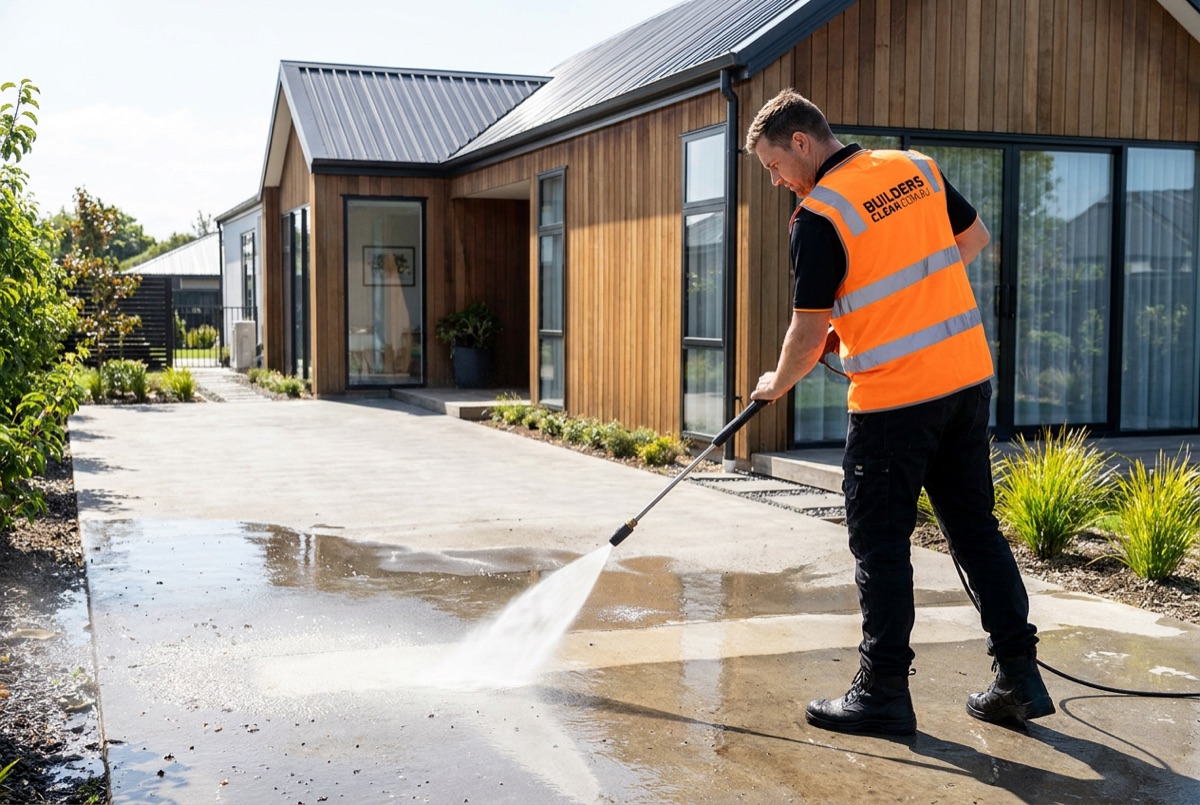 Builders Clean supervisor scoping a site before quoting