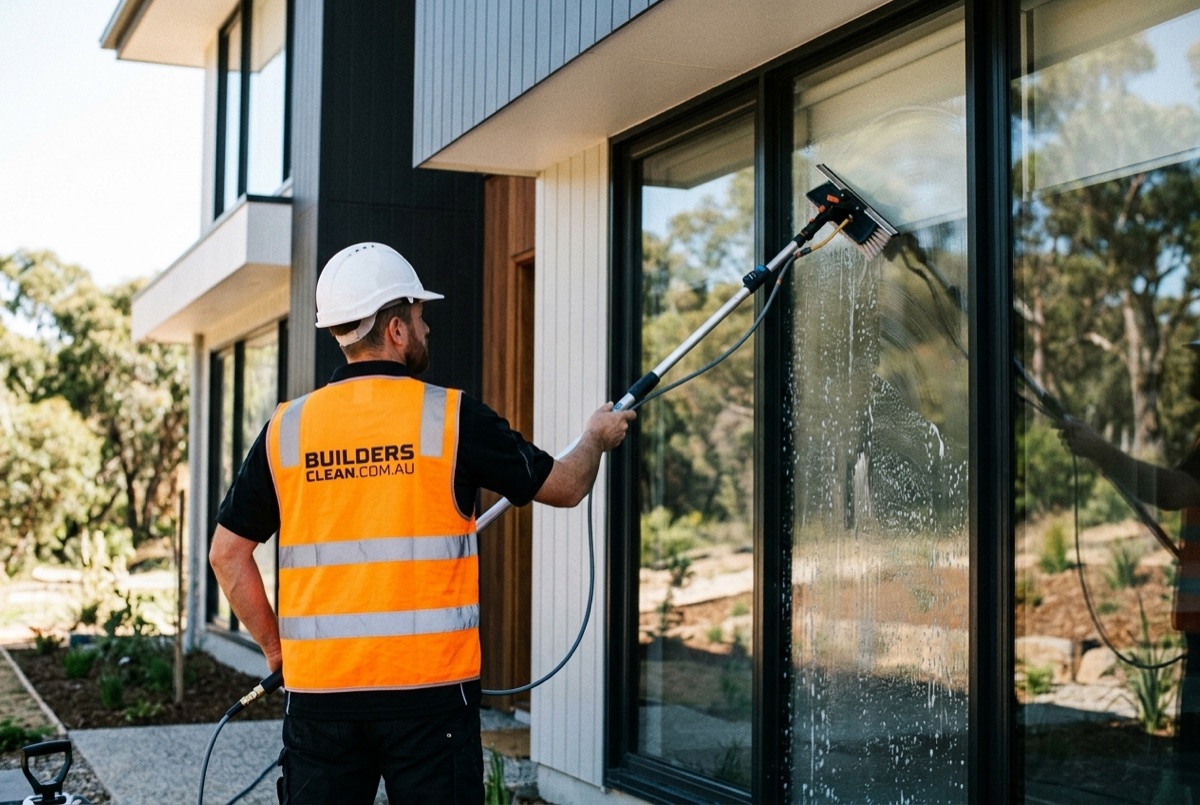 Builders Clean specialist completing a final builders clean