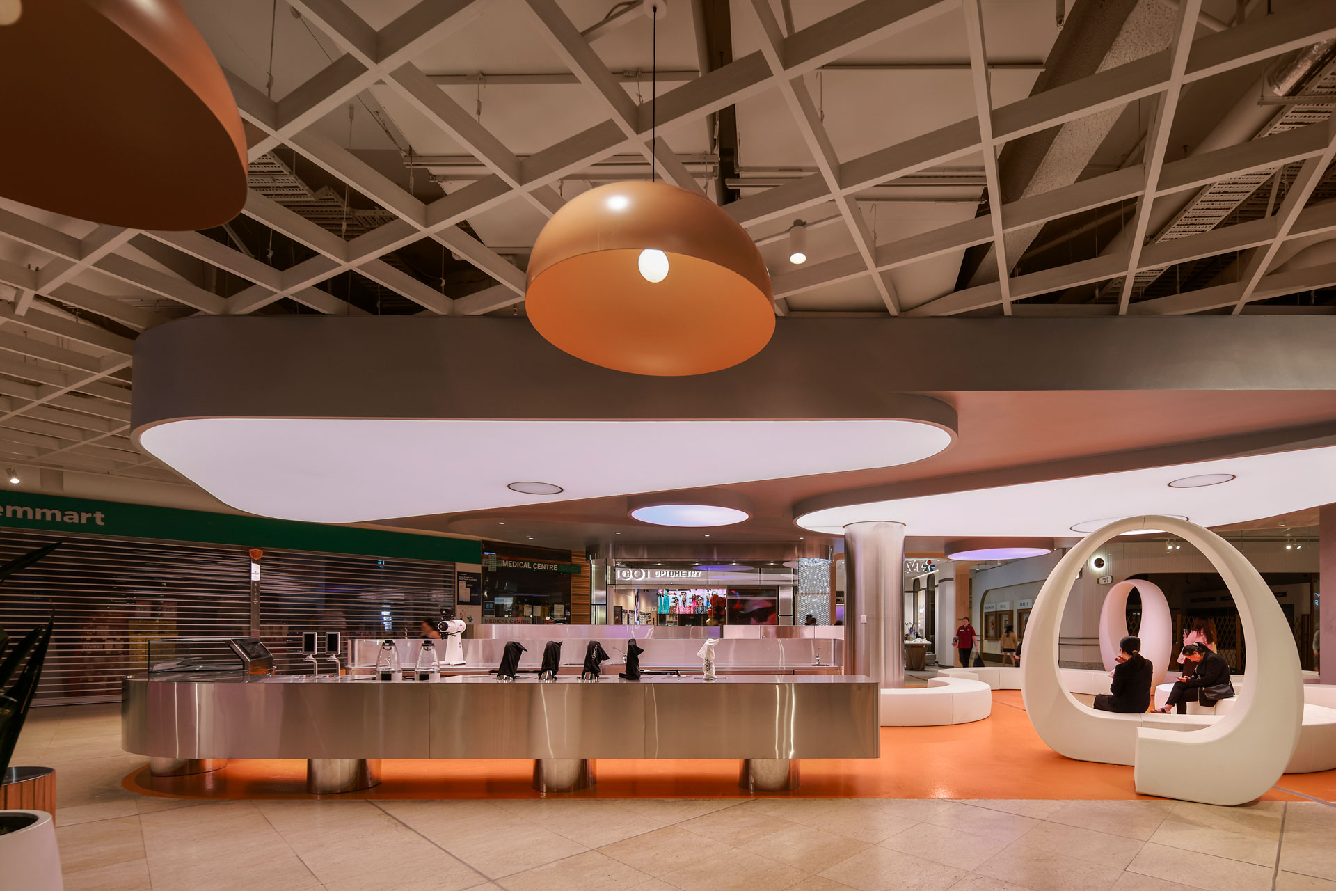 Mobius Cafe and Dining under the sculptural canopy at Chatswood Chase
